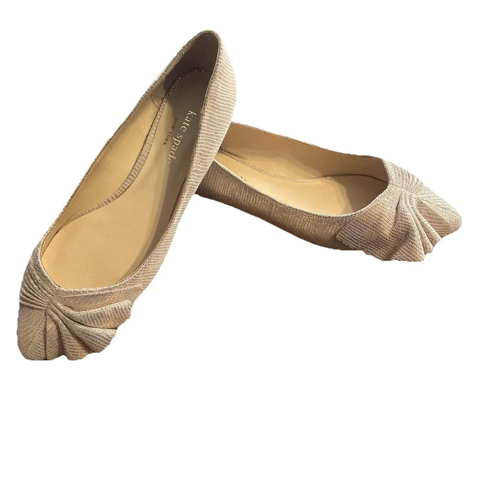 Kate Spade Flats Metallic Rose Gold Suede Leather Pointed Toe Shoes Sz 7M - Picture 7 of 11